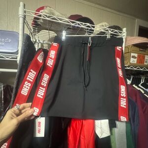 Full Send Black Mini Skirt with Red Accents